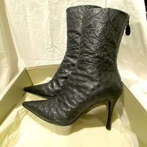 Armani black ostrich boots